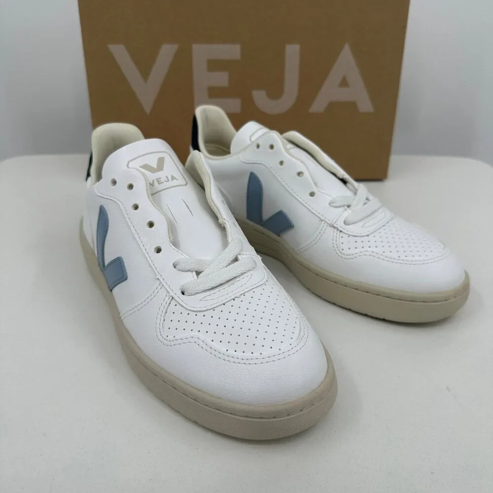 Veja V-10 CWL Sneakers sz 5 Women's 36 EU White/Steel/Nauti Vegan Leather BRAZIL - Picture 7 of 15